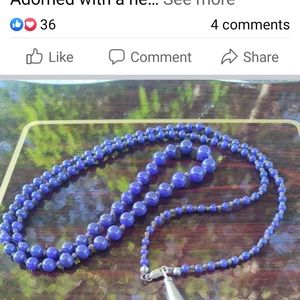 Lapis lazuli and amethyst very long necklace... Strung like pearls.. 20 in long